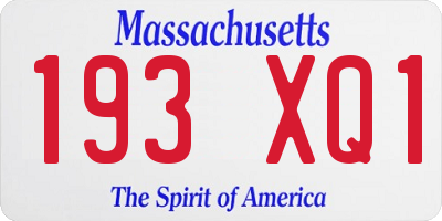 MA license plate 193XQ1