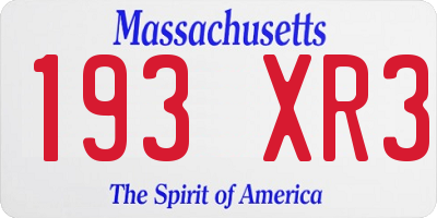 MA license plate 193XR3