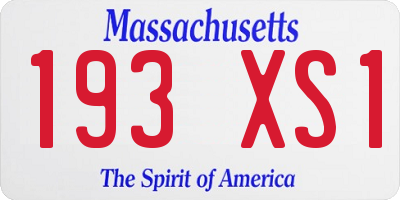 MA license plate 193XS1