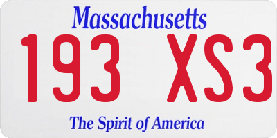 MA license plate 193XS3