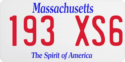 MA license plate 193XS6