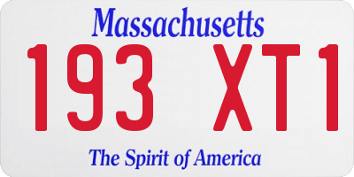 MA license plate 193XT1