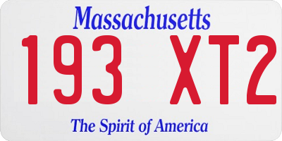 MA license plate 193XT2