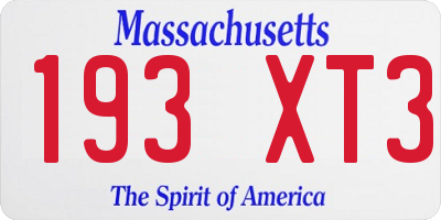MA license plate 193XT3