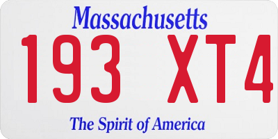 MA license plate 193XT4