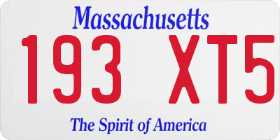 MA license plate 193XT5