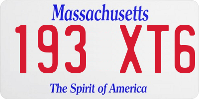 MA license plate 193XT6