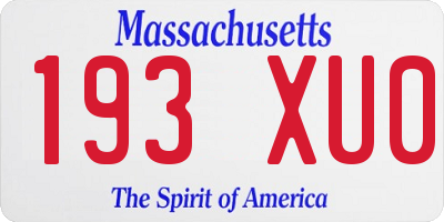 MA license plate 193XU0