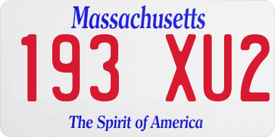 MA license plate 193XU2