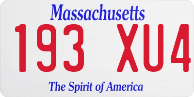 MA license plate 193XU4