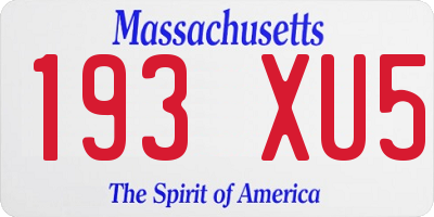 MA license plate 193XU5