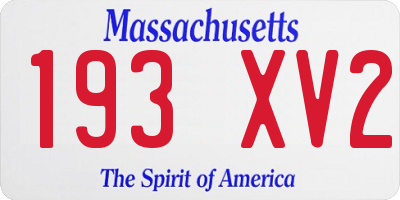 MA license plate 193XV2