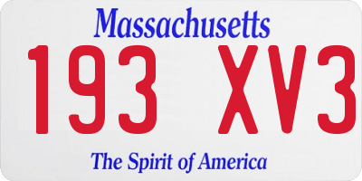 MA license plate 193XV3