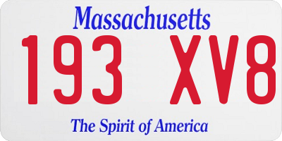 MA license plate 193XV8