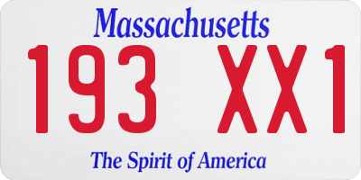 MA license plate 193XX1