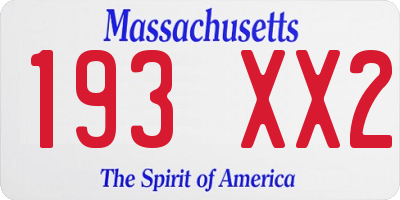 MA license plate 193XX2