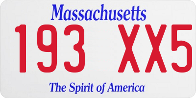 MA license plate 193XX5