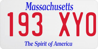 MA license plate 193XY0