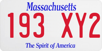MA license plate 193XY2
