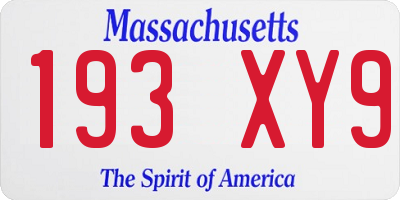 MA license plate 193XY9