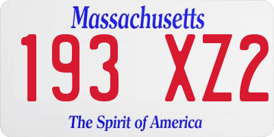 MA license plate 193XZ2