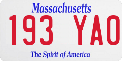 MA license plate 193YA0