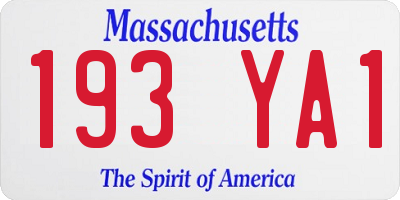 MA license plate 193YA1