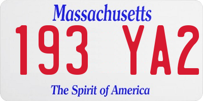 MA license plate 193YA2