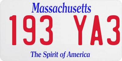 MA license plate 193YA3