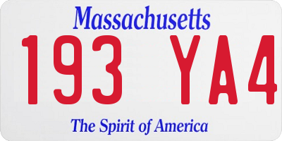 MA license plate 193YA4