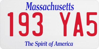MA license plate 193YA5