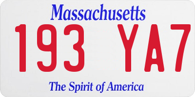 MA license plate 193YA7