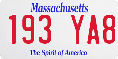MA license plate 193YA8