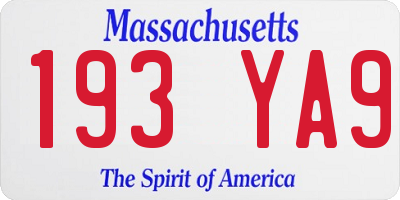 MA license plate 193YA9