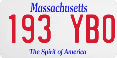 MA license plate 193YB0