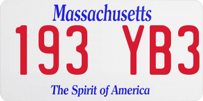 MA license plate 193YB3