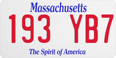 MA license plate 193YB7