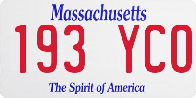 MA license plate 193YC0