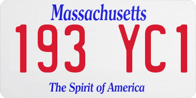 MA license plate 193YC1
