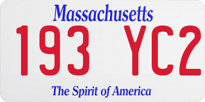 MA license plate 193YC2