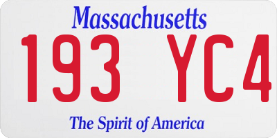 MA license plate 193YC4