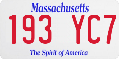 MA license plate 193YC7