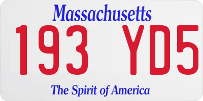 MA license plate 193YD5
