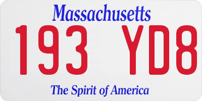 MA license plate 193YD8