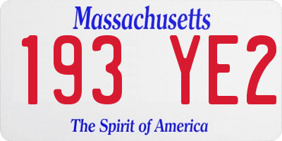 MA license plate 193YE2