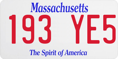 MA license plate 193YE5