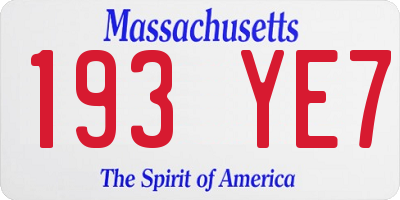 MA license plate 193YE7