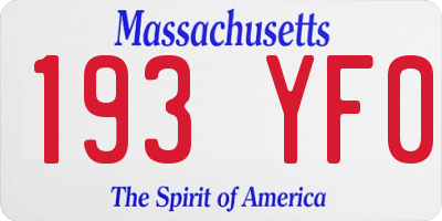 MA license plate 193YF0