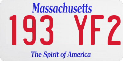 MA license plate 193YF2