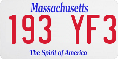 MA license plate 193YF3